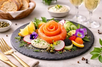 Présentation dressage assiette Saumon Fumé : Idées plat Fête